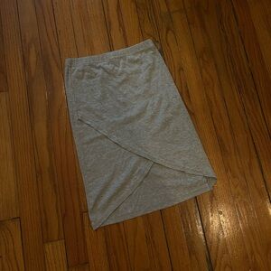 Stretchy cotton lounge wear wrap midi skirt in grey, super soft and flattering